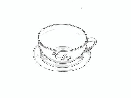 コーヒーカップ コーヒーカップ,コーヒー,カフェ,白黒,モノトーン,線画,おしゃれ,手描き,食器,シンプルのイラスト素材