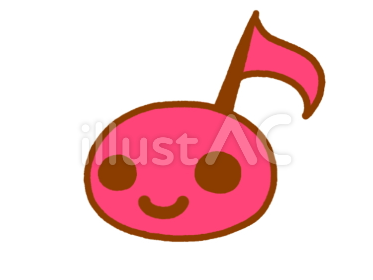 おんぷちゃん　桃 おんぷ,音符,オンプのイラスト素材