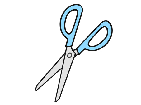 開いた水色のハサミのイラスト 文房具,ハサミ,刃,切る,道具のイラスト素材