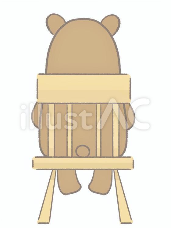 イスにすわる熊のイラスト後ろ姿　線あり クマ,イス,動物のイラスト素材