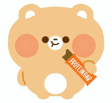 プロテインバーを食べるくま プロテインバー,プロテイン,タンパク質,食べる,食べ物,くま,栄養補給のイラスト素材