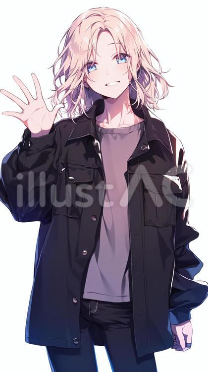 手を振る女性5 人物,女性,可愛いのイラスト素材