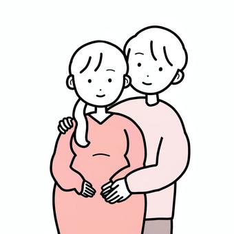 シンプル妊娠夫婦（p） シンプル,妊娠,妊婦,人,女,男,夫婦,カップル,男女,赤ちゃんのイラスト素材