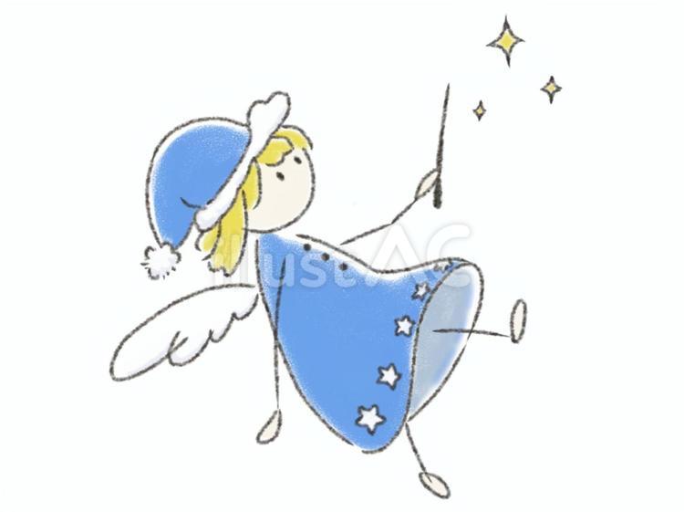 小さな天使(青色ver) かわいい,キラキラ,星のイラスト素材