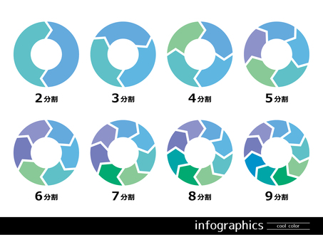 インフォグラフィックス　寒色系 インフォグラフィック,寒色,coolcolor,ビジネス,資料,シンプル,カラフル,プレゼンテーション,分割,情報のイラスト素材
