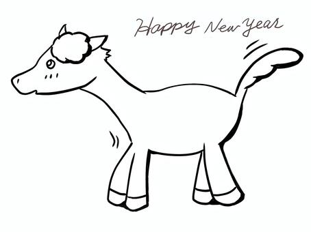 HAPPYNEWYEAR！！！ 年賀状,馬,午,午年,年賀はがき,賀正,元旦,happynewyear,令和８年,冬のイラスト素材
