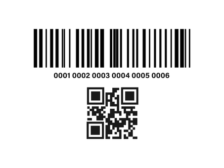 コード決済　QRコードとバーコード　２ qrコード,バーコード,１次元コード,２次元コード,数字,キャッシュレス決済,jan,コード,qr,カメラのイラスト素材