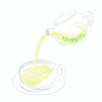 ハーブティー ハーブティー ハーブティー,ハーブ,ミント,ティー,飲み物,植物,リラックス,美容,ヘルシー,ティーカップのイラスト素材