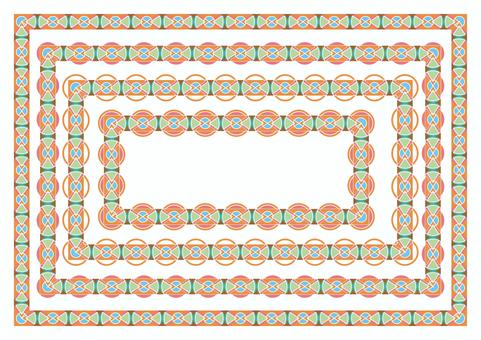 なんだか伝統民族衣装っぽい模様ブラシ4種 模様,伝統風,オレンジ色,エキゾチック,フレーム,ブラシのイラスト素材