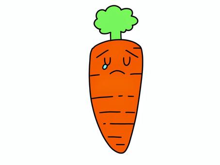 泣くニンジンのキャラクターのイラスト ニンジン,キャラクター,泣く,表情,感情,涙,野菜,根菜,可愛い,ポップのイラスト素材