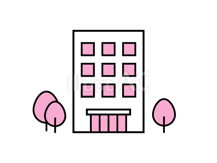 ビルと木のイラスト 会社,企業,建物のイラスト素材