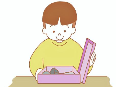 石コレクターの男の子 石,コレクション,コレクター,集める,箱,大切,好き,宝物,子供,男の子のイラスト素材