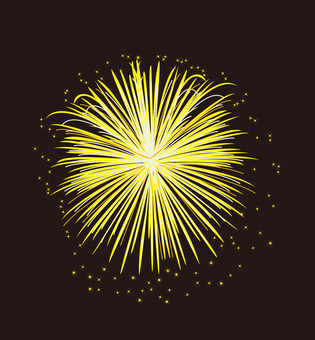 打ち上げ花火　 打ち上げ花火,火花,散る,夜空,夏,祭り,イベント,きれい,黄のイラスト素材