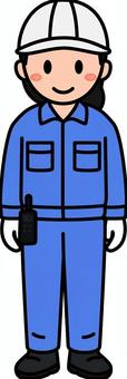 紺の作業員の女性です。 紺の作業員の女性です。 作業員,シンプル,スタッフ,従業員,アルバイト,パート,倉庫,運搬,物流,作業のイラスト素材