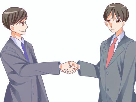 握手するサラリーマン 握手するサラリーマン 握手,サラリーマン,会社員,男性,コミック風のイラスト素材