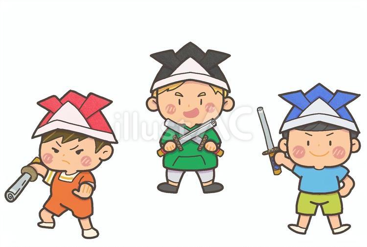 こどもの日のなりきり武士 端午の節句,こどもの日,兜のイラスト素材