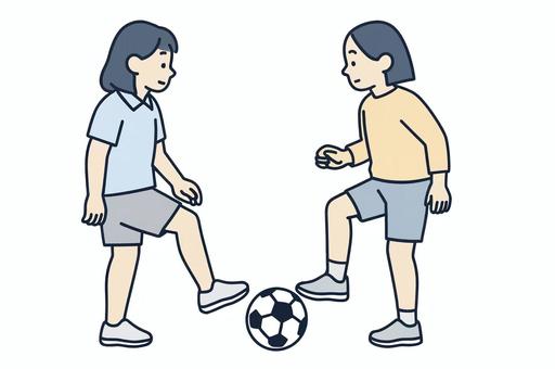 サッカーを楽しむ サッカー,スポーツ,球技,運動,レクリエーション,ニュースポーツ,練習,交流,チームワーク,笑顔のイラスト素材
