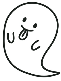 壁面おばけ２ お化け,塗り絵,簡単,手描き,シンプル,ぬりえ,ハロウィン,夏,壁面,肝試しのイラスト素材