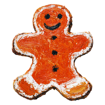 手描きのジンジャークッキーイラスト クリスマス,ジンジャークッキー,クッキー,アイシングクッキー,お菓子,クリスマススイーツ,食べ物,手描き,絵の具風,厚塗りのイラスト素材