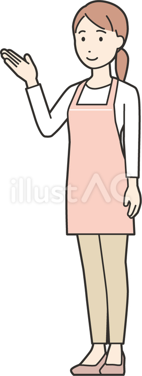  エプロン主婦-着色-192-全身 女性,笑顔,人物のイラスト素材