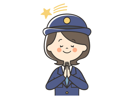 願い事をする女性警察官 願い事,お願い,流れ星,七夕,祈る,警察,警察官,警官,女性警察官,女性警官のイラスト素材