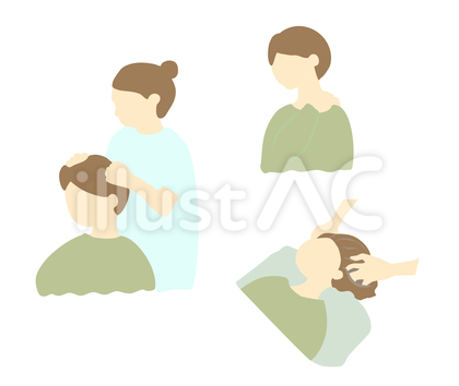 ヘッドスパを受けている人セット