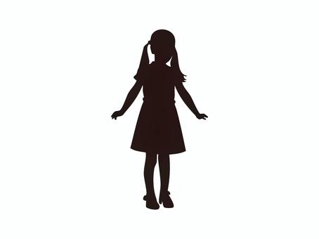 シルエット【女の子】1 人,全身,子供,女の子,立ち姿,アイコン,シルエット,かげ,影絵,シンプルのイラスト素材