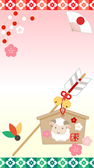 未年ひつじのスマホ壁紙・お正月縦背景 未年,未,ひつじ,羊,ヒツジ,干支,十二支,年賀状素材,年賀,お正月のイラスト素材