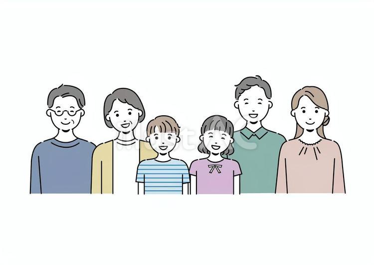 6人家族セット 家族,夫婦,親子のイラスト素材