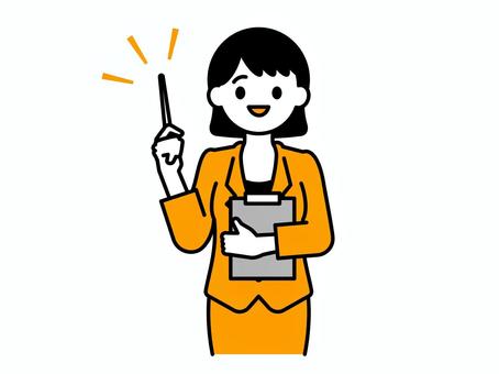 講師・教師のイラスト04 人物,女性,スーツ,ジャケット,ネクタイ,バインダー,書類,メガネ,講師,塾講師のイラスト素材