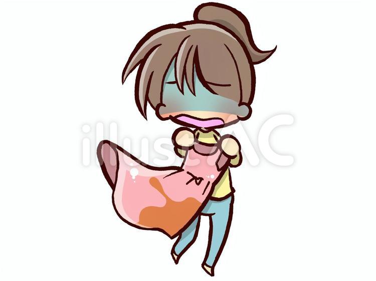 服を汚した女の子210326 服,汚れ,女の子のイラスト素材
