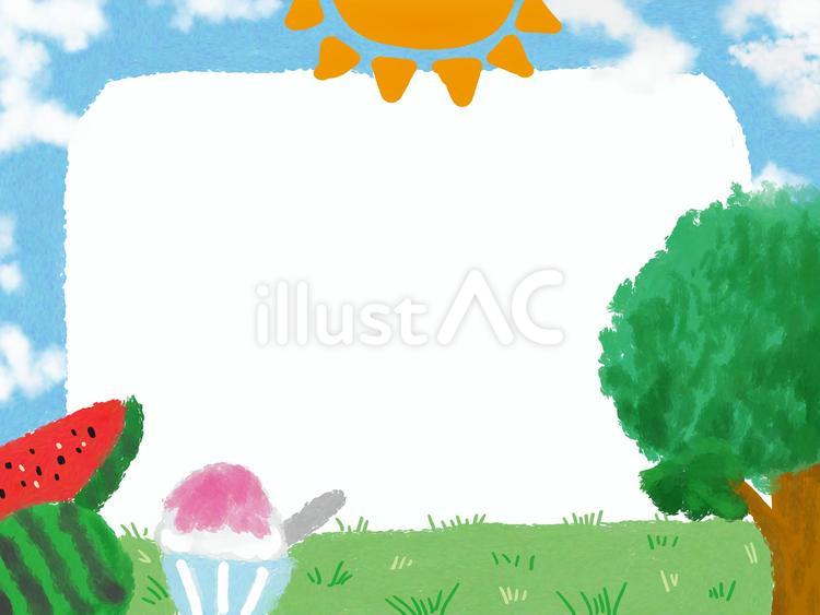 夏のフレーム 夏,サマー,スイカのイラスト素材