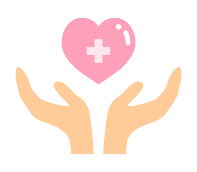 十字のハートを支える手 ハート,十字,手,ヘルスケア,医療,保健,健康,助ける,支えるのイラスト素材