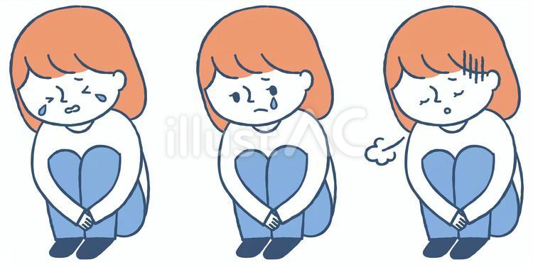 落ち込んで泣いている女性 人物,女性,落ち込むのイラスト素材