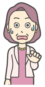 目を丸くして驚いている裕福マダム 驚く,おばさん,中年,女性,富裕層,マダム,裕福,お金持ち,ミセス,おばちゃんのイラスト素材