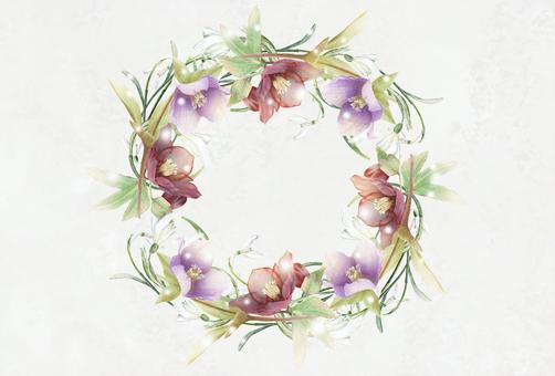 スノードロップとクリスマスローズの花輪2