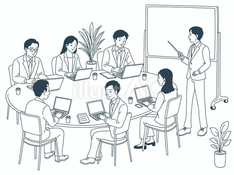 会議中の風景 会議,プレゼン,ミーティングのイラスト素材
