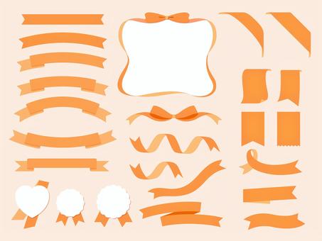 Ribbon set (orange), ribbon, decoration, patch, JPG, PNG and AI