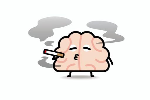 脳みそさん★愛煙家 脳みそ,タバコ,煙,副流煙,脳,愛煙家のイラスト素材