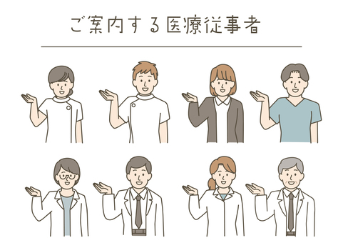 ご案内する医療従事者 医療,従事者,医師,看護師,薬剤師,白衣,ナース,人物,男性,女性のイラスト素材