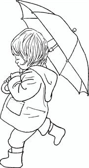 Child 12_02 (rain), child, line drawing, rain, JPG, PNG and AI