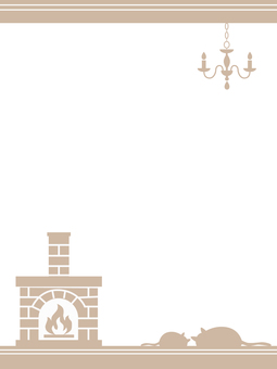 Illustration, cat, silhouette, fireplace, 