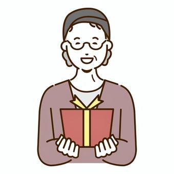 笑顔のおばあちゃん　単体 女性,笑顔,敬老の日,9月,イベント,おばあちゃん,祖母,高齢者,老人,プレゼントのイラスト素材