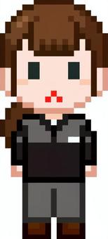 ドット絵の黒服の女性従業員です。 ドット絵,制服,シンプル,ジャケット,従業員,オフィス,勤務,現場,ワークスタイル,ビジネスウェアのイラスト素材