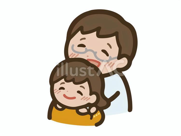 娘を抱きしめるお父さん（縁あり） 父の日,6月,お父さんのイラスト素材