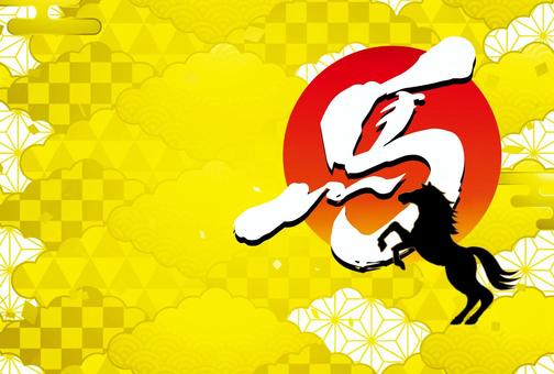 正月和風和柄年賀状 年賀状,馬,午年,和柄,和風,正月,可愛い,美しい,動物,ベクターのイラスト素材