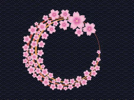 桜　和風　2 桜,和風,月,丸,可愛い,春,花,植物,暖かい色,ボカシのイラスト素材