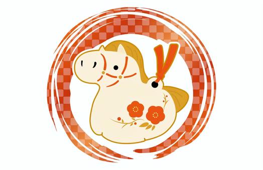 2026年馬年の年賀状イラスト素材　2 午年,午,2026年,2026,馬,馬年,年賀状,お正月,１月,冬のイラスト素材