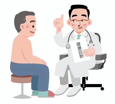 年配の男性が健康診断を受けている 人物,生活,健康診断,年配,男性,医者のイラスト素材