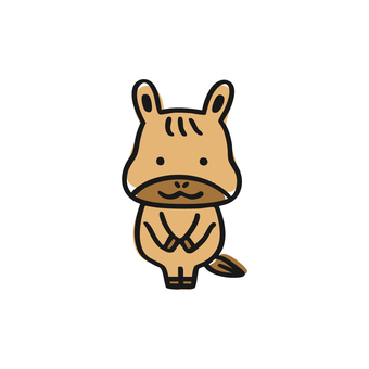 手を揃えて立つ馬のキャラクター